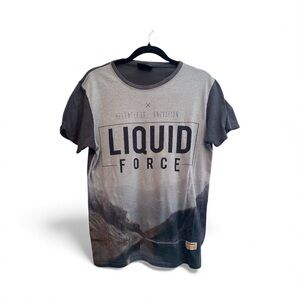 Men's Liquid Force Black and Gray Graphic Tee Medium